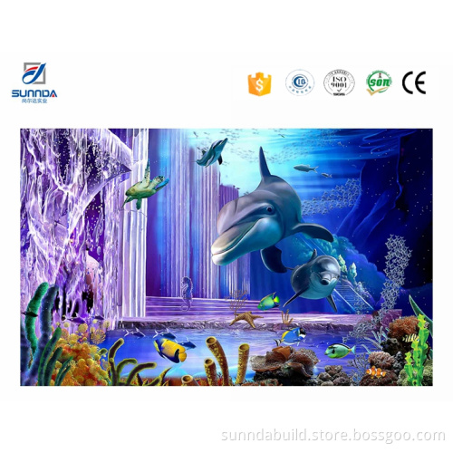 Blue beautiful seaworld 3d tiles,3d decortaion porcelain tiles,for bathroom and bedroom 3d floor tiles